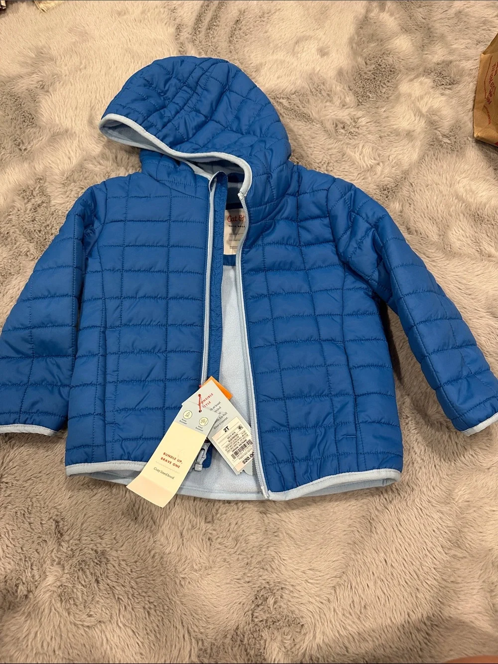Cat & Jack Blue Quilted Hooded Puffer Jacket